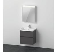 Juego de muebles D-Neo, lavabo con mueble de pared y armario con espejo LED (tope derecho), 650x2000mm, DE0115R4949, Color: Grafito Mate Decoración