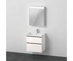 Juego de muebles D-Neo, lavabo con mueble de pared y armario con espejo LED (tope derecho), 650x2000mm, DE0115R2222, Color: Decoración blanca de alto brillo