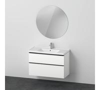 Juego de muebles D-Neo, lavabo con mueble de pared y espejo LED (redondo), 1000x2000mm, DE011101818, Color: Blanco Mate Decoración