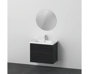 Juego de muebles D-Neo, lavabo con mueble de pared y espejo LED (redondo), 800x2000mm, DE011001616, Color: Roble negro