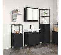 Juego de Muebles de Baño 3 Piezas Roble Negro 36 x 35 x 165 cm, Tocador Moderno con Amplio Almacenamiento y Diseño Elegante, Construcción Resistente y Anclaje de Seguridad