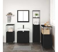 Juego de Muebles de Baño 5 Piezas Roble Negro 36 x 35 x 165 cm con Amplio Almacenamiento y Diseño Elegante para Organización y Estilo Moderno Resistente y Seguro con Anclaje
