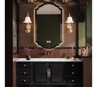 Juego de muebles de baño con lavabo, armario de pared y lavabo de cerámica, tocador negro con espejo, 140 cm, diseño moderno para espacios elegantes