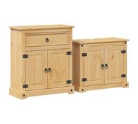 Juego de muebles de baño Corona de 2 piezas de madera maciza de pino con acabado en cera de miel - Juego de muebles de baño duraderos para un ambiente elegante