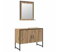 Juego de muebles de baño de 2 piezas de roble Artisan, armario de madera maciza de roble para baño, duradero y elegante, kit de almacenamiento que ahorra espacio