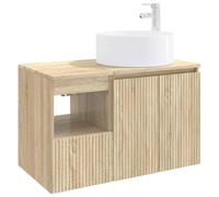 Juego de muebles de baño de 2 piezas, madera de ingeniería, diseño de pared | Armario y mueble lavabo, instalación flexible sin perforación previa, brocas incluidas, estilo limpio, adecuado para pequeños