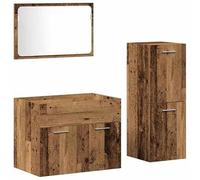 Juego de muebles de baño de 3 piezas de madera maciza de roble, armario, estantería y armario con espejo, duradero y elegante para tu cuarto de baño