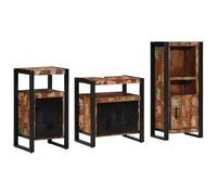 Juego de muebles de baño de 3 piezas de madera maciza | Mueble bajo lavabo rectangular, unidad de pared, elementos metálicos, fijaciones de pared, montaje en dos