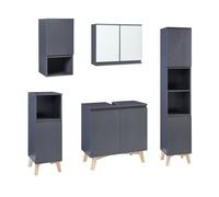 Juego de muebles de baño overath 5 piezas mdf - gris [en.casa]