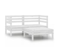 Juego de muebles de jardín 3 piezas madera maciza pino blanco vidaxl