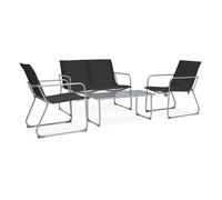 Juego de muebles de jardín 4 piezas tela y acero negro vidaxl