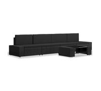 Juego de muebles de jardín 5 piezas ratán sintético negro vidaxl