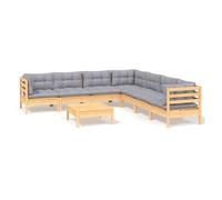 Juego de muebles de jardín 8 pzas y cojines madera maciza pino vidaxl