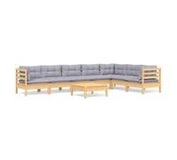 Juego de muebles de jardín 8 pzas y cojines madera maciza pino vidaxl