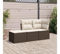 Juego de muebles de jardín de 3 piezas, color marrón poliratán, sofá modular con cojines y espacio de almacenamiento impermeable, fundas desmontables, reposapiés universal