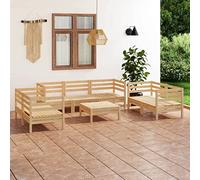 Juego de muebles de jardín de madera maciza de pino de 8 piezas, robusto y estable, modular para su configuración, carga máxima de 110 kg por asiento