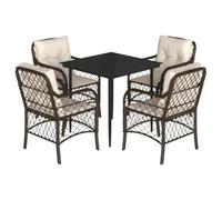 Juego de muebles de jardín de ratán sintético con cojín, juego de comedor para terraza y balcón, resistente a la intemperie y cómodo, perfecto para comodidad al aire libre