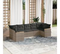 Juego de muebles de jardín modular de 7 piezas con cojines, gris, ratán de polietileno, contenedor y bolsa de almacenamiento impermeable, fundas extraíbles y lavables,