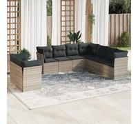 Juego de muebles de jardín modulares de polirratán gris claro con cojines, almacenamiento y bolsa impermeable, fundas lavables desmontables