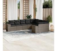 Juego de muebles de jardín modulares de ratán sintético de 9 piezas con cojines, caja de almacenamiento y bolsa de almacenamiento impermeable, fundas extraíbles y lavables