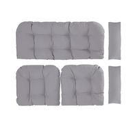 Juego de muebles de mimbre de 5 piezas para patio, compuesto por 1 cojín de sofá biplaza, 2 cojines de asiento en forma de U y 2 cojines lumbares, cojines acolchados para banco y cojines de repuesto