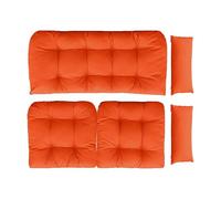 Juego de muebles de mimbre de 5 piezas para patio, compuesto por 1 cojín de sofá biplaza, 2 cojines de asiento en forma de U y 2 cojines lumbares, cojines acolchados para banco y cojines de repuesto