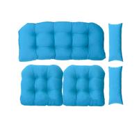 Juego de muebles de mimbre para patio, compuesto por 1 cojín de sofá de dos plazas, 2 cojines de asiento en forma de U y 2 cojines lumbares, cojines acolchados para banco y cojines de repuesto para