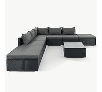 Juego de muebles de patio al aire libre de 8 piezas, modernos juegos de conversación de metal para patio al aire libre, juego de sofá seccional para patio con cojín de 5 pulgadas para patio junto a la