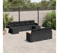 Juego de muebles de patio de ratán negro PE de 10 piezas, muebles de patio modulares con cojines, bolsa de almacenamiento impermeable, fundas lavables extraíbles