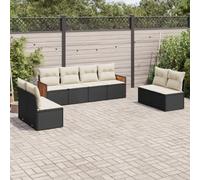 Juego de muebles de patio de ratán PE de 8 piezas negro con cojines y espacio de almacenamiento, juego modular de muebles de patio con bolsa impermeable y fundas de lavado extraíbles