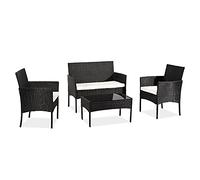 Juego de muebles de patio de tres colores para exteriores, sala de estar, balcón, muebles de ratán de cuatro piezas, muebles de exterior marrón (color: D) (negro)