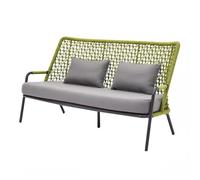 Juego de muebles de patio verde con cojines, juego de sillas de mimbre para jardín, patio trasero, terraza, 82 x 167 x 90 cm, resistente a la intemperie, juego de muebles para exteriores