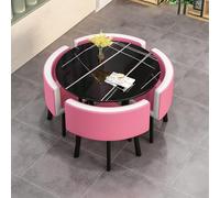 Juego de muebles de recepción de oficina, mesa redonda que ahorra espacio con 4 sillas, fácil montaje para cocina, comedor, salón y sala de estar, diseño moderno, duradero y elegante