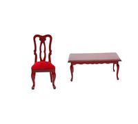 Juego de muebles en miniatura a escala 1/12, 2 piezas, mesa y sillas de madera, seguro para mesas y sillas en miniatura para niños