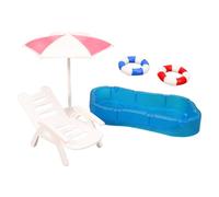 Juego de muebles en miniatura para casas de muñecas con coloridos anillos de natación, accesorios junto a la piscina para niños, juego de rol, juego de muebles en miniatura