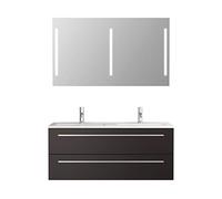 Juego de Muebles para baño libato - 60 90 120 cm de Ancho - Blanco o Antracita Brillante - Mueble de baño Doble Lavabo Armario con Espejo con iluminación Sieper Jokey