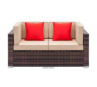 Juego de muebles totalmente equipados, juego de sofá de ratán tejido con 2 sofás esquineros, color marrón degradado