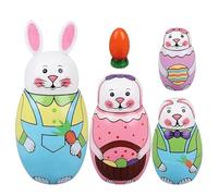 Juego de muñecas con pinzas de madera - Figuras de conejos matrioshka de animales, insertables hechos a mano, de mesa, creativo coleccionable | Idea regalo decorativo