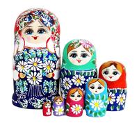 Juego De Muñecas Matrioshka - Figuras Apilables Con Patrón Floral De 7 Capas, Adorno Artístico Para Exposición De Escritorio, Regalo Celebrativo | Juego De Muñecas Matrioska Para Niños, Adultos
