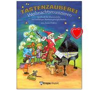 Juego de música navideña para piano de A. Drabon con múltiples posibilidades de ocupación: solo, cuatro manos, piano, C-instr, canto (+ pinza para partituras en forma de corazón)