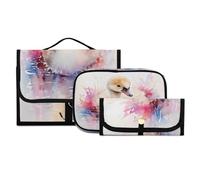 Juego de neceser colgante de 3 piezas con gancho, kit de estuche de maquillaje de viaje de pato acuarela, bolsa de lavado portátil, organizador de brochas de cosméticos para mujeres y niñas, #09,
