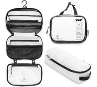 Juego de Neceser de tocador: Bolsa de Aseo Colgante de Viaje + Bolsa de cosméticos 311 TSA + Bolsa organizadora de Accesorios Ultraligera, Ripstop Blanco, Carry-On Quart Size, Juego de artículos de