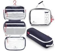 Juego de Neceser de tocador: Bolsa de Aseo Colgante de Viaje + Bolsa de cosméticos 311 TSA + Bolsa organizadora de Accesorios Ultraligera, Marino, Juego de artículos de tocador de 3 Piezas