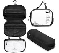 Juego de Neceser de tocador: Bolsa de Aseo Colgante de Viaje + Bolsa de cosméticos 311 TSA + Bolsa organizadora de Accesorios Ultraligera, Negro Ripstop, Juego de artículos de tocador de 3 Piezas