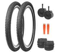 Juego de neumáticos de bicicleta MTB de 26 x 1.95 pulgadas, neumático antideslizante para bicicleta de montaña con tubo interior y palancas de neumático, neumático de repuesto para bicicleta todo