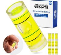 Juego de nivel de burbuja de tubo, 10 piezas, con 20 x Ø 9 mm exterior, nivel de burbuja sin etiquetado, tubo de grado de pompa de agua, nivelación en 1 dirección