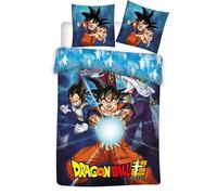 Juego de nórdica de Dragon Ball Z Goku - 1 nórdica de 140x200 cm + 1 de almohada de 63x63 cm, 100% poliéster
