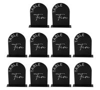 Juego de números de mesa de acrílico con soportes, recepciones de boda, 10 letreros de números espejados, 1 10, identificación de mesa y estilo de eventos (negro S)