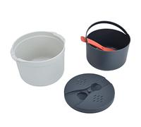 Juego de olla arrocera para microondas de 2L con cuchara para arroz, tapa, colador y olla para cocinar al vapor, Material PP de calidad alimentaria para uso familiar en la cocina (Naranja)