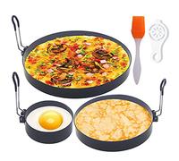 Juego de olla de huevos de acero inoxidable, anillo de tortilla de 8 pulgadas, anillo de panqueques de 6 pulgadas, anillo de huevo de plancha de 4 pulgadas, antiadherente, 3 paquetes grandes de